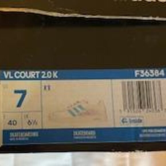 adidas VL Court 2.0 K Iridescent White Sneakers NWT - Picture 3 of 3